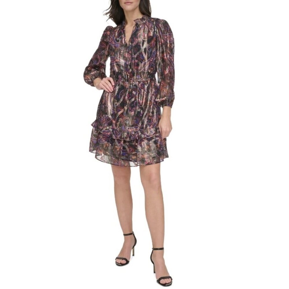 Vince Camuto Stepping Out Long Sleeve Mini Dress Size 6 NWT - Picture 2 of 7